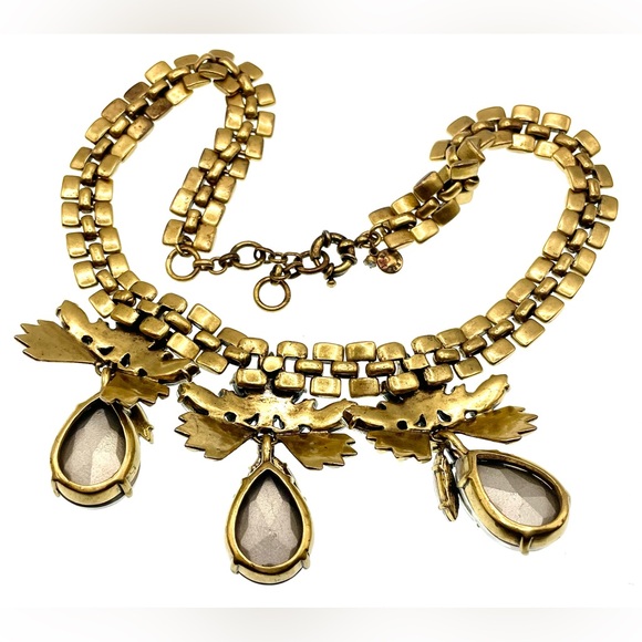 Beautiful Signed J.Crew Necklace Sparkling Crystal Cluster Gold Tone Statement - Picture 5 of 8